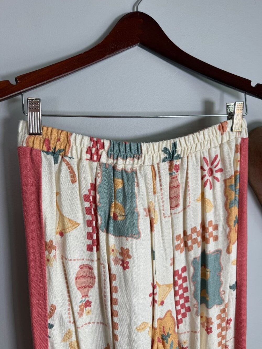 Sienna Sky Boho Wide Leg Pants Tropical Print Palazzo Elastic Waist Beach LARGE - Picture 3 of 9